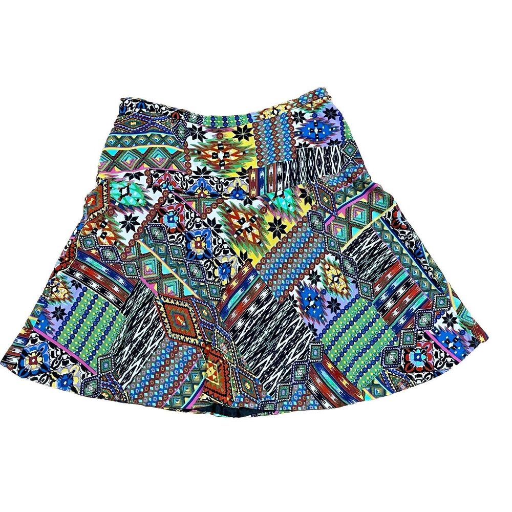 Nomadic Traders Summer Swing Skirt Womens Size Large L Multi Colored Geometric